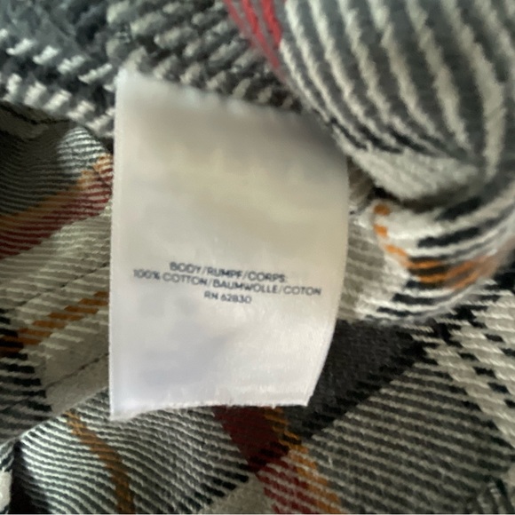 LANDS END Men's Rugged Flannel Shirt Size L  Button Up Charcoal Plaid (D1) - Picture 8 of 8